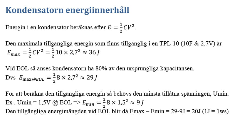 räkneexempel ultrakondensatorer
